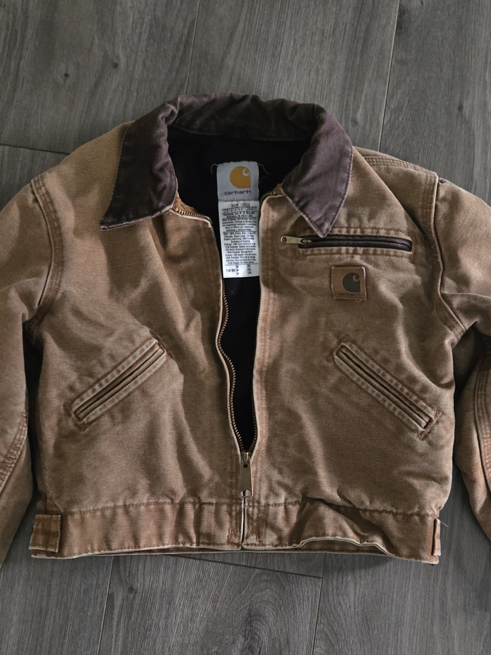 Vintage Carhartt Youth M Detroit Jacket YYJ97 BRN Blanket Lined Brown Workwear